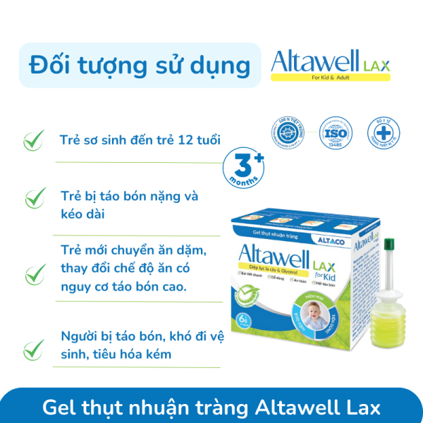 Gel thụt Altwell Lax giảm táo bón nhanh chóng, an toàn không đau rát