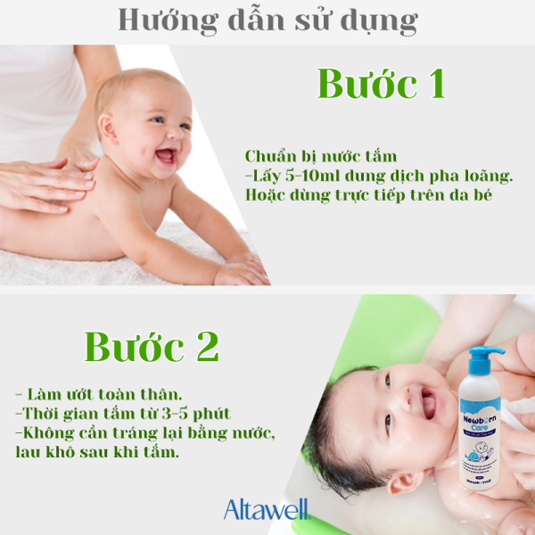 Nước tắm thảo dược Newborn Care không cần tráng lại bằng nước