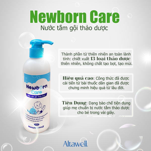 Nước tắm gội thảo dược Newborn care an toàn như vòng tay mẹ