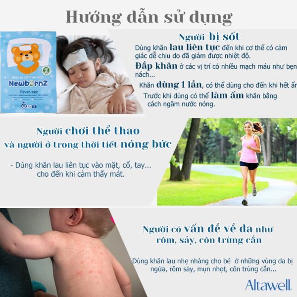 khăn hạ sốt newbornz lau toàn thân an toàn cho trẻ sơ sinh và trẻ nhỏ